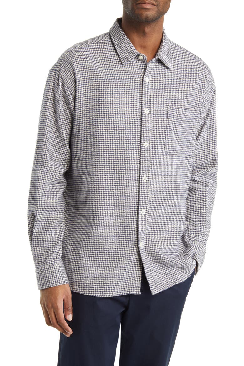Deon Cotton Button-Up Shirt, Main, color, 765 NAVY CHECK