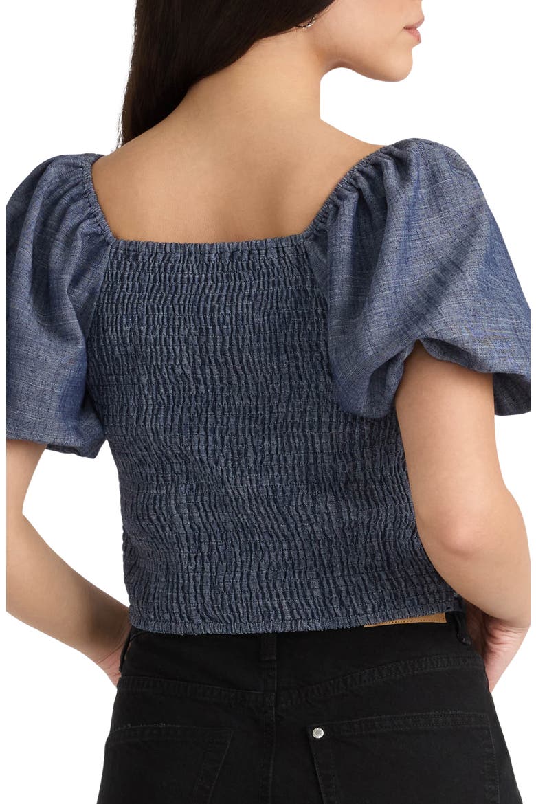 Embroidered Puff Sleeve Crop Top, Alternate, color, DENIM BLUE
