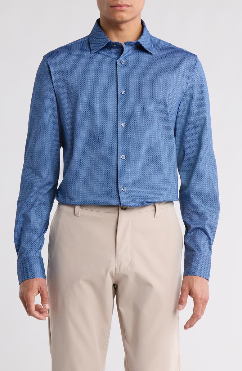 Bugatchi James Shaped Fit Comfort Stretch Button Up Shirt, Main, color,