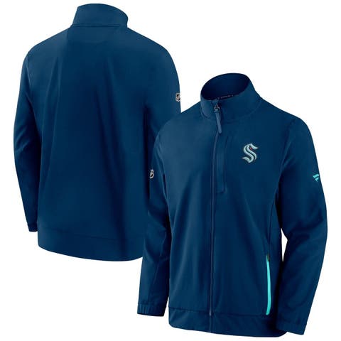 Men's Fanatics Branded Deep Sea Blue Seattle Kraken Authentic Pro Rink Coaches Full-Zip Jacket