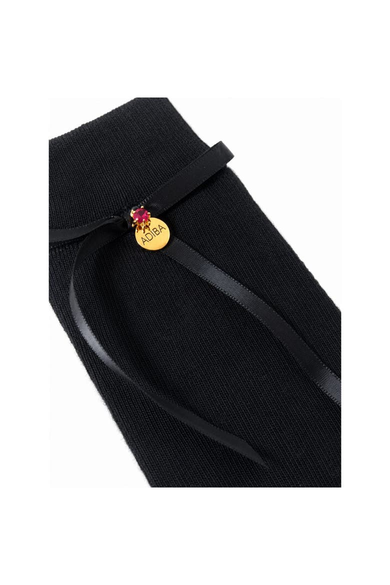 Midnight Royale Bow Socks, Alternate, color, Black