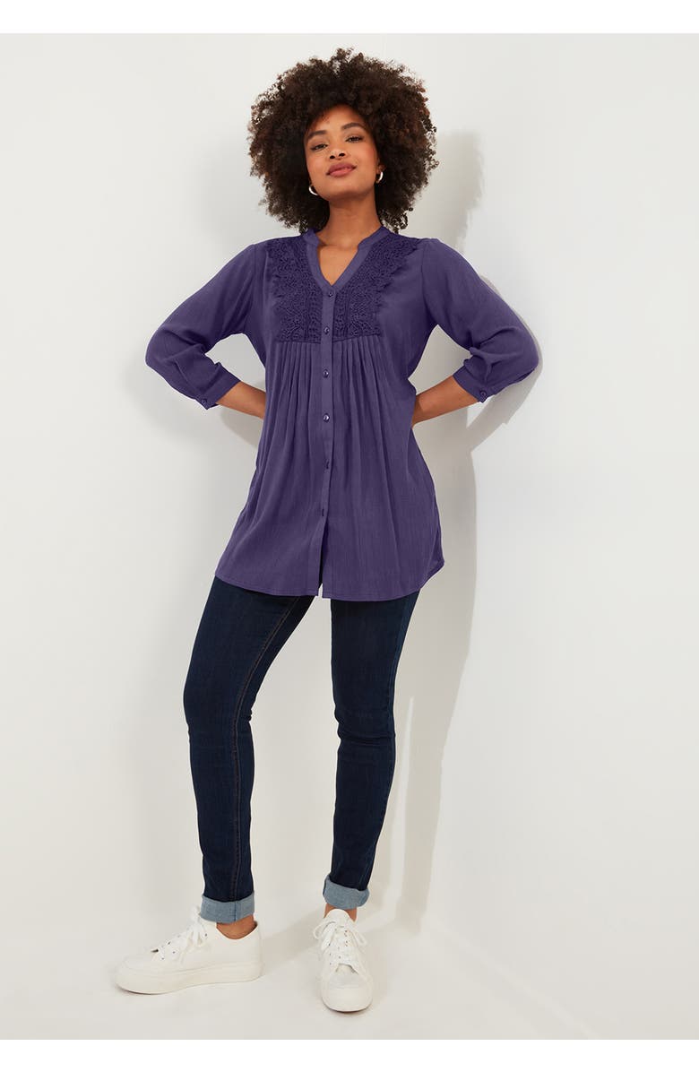 Joe Browns Crochet Trim Pintuck Shirt, Alternate, color, Mulberry Purple