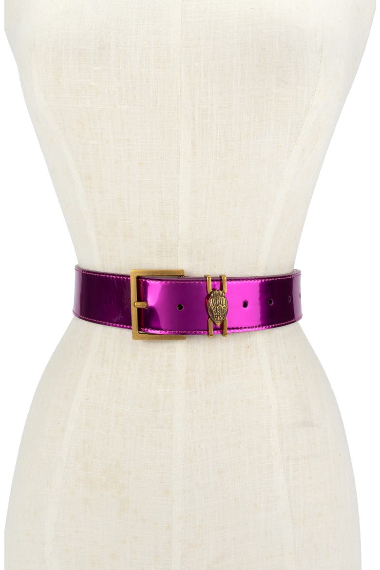 Metallic Leather Belt, Alternate, color, FUCHSIA/ ANTIQUE BRASS