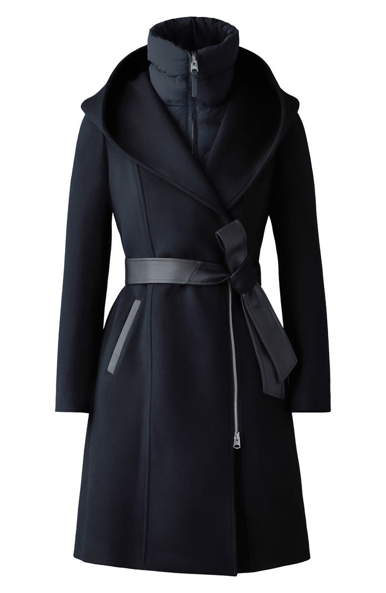 Mackage Shia-SLB 2-in-1 Double Face Wool Coat with Removable Bib, Alternate, color, Black