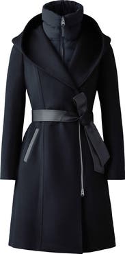 Mackage＊NORI 2-in-1 wool coat with sash＊ウールコート Shia-SLB, 2-in-1 double-face wool coat with removable bib
