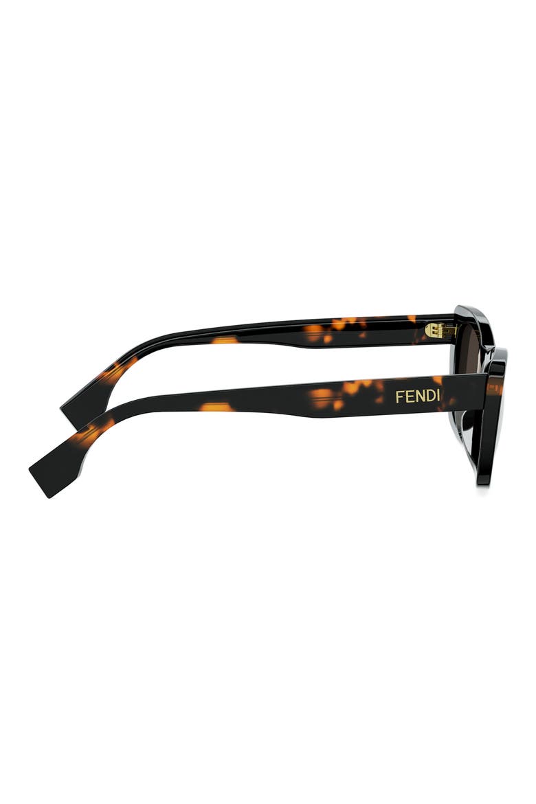 Lettering 53mm Cat Eye Sunglasses, Alternate, color, DARK HAVANA / GREEN