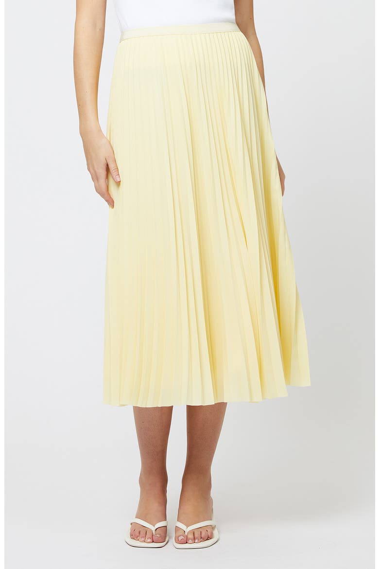 Sunburst Pleated Crepe Midi Skirt, Main, color, CORNSILK YELLOW