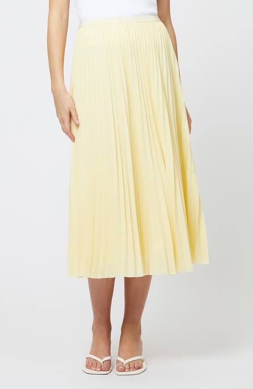 French Connection Sunburst Pleated Crepe Midi Skirt In Cornsilk Yellow