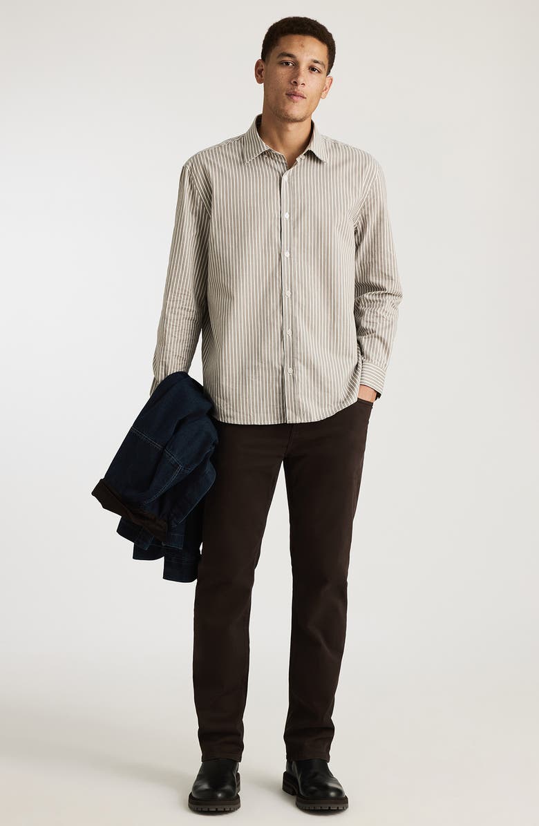 Mavi Jeans Stripe Flannel Button-Up Shirt, Alternate, color, Gray Flannel Zemin White Stp