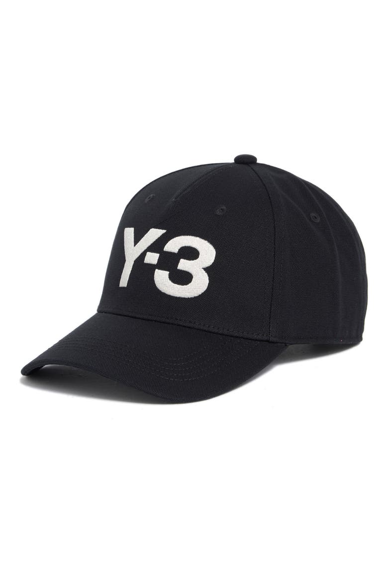 Y-3 Logo Baseball Cap, Main, color, BLACK