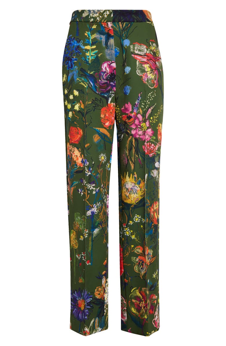 Lela Rose Floral Print Slim Ankle Pants, Alternate, color, 
