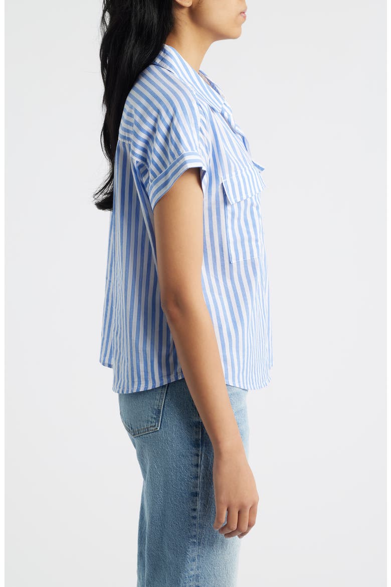 Brianna Stripe Cotton Blend Button-Up Shirt, Alternate, color, BLUE IGUANA