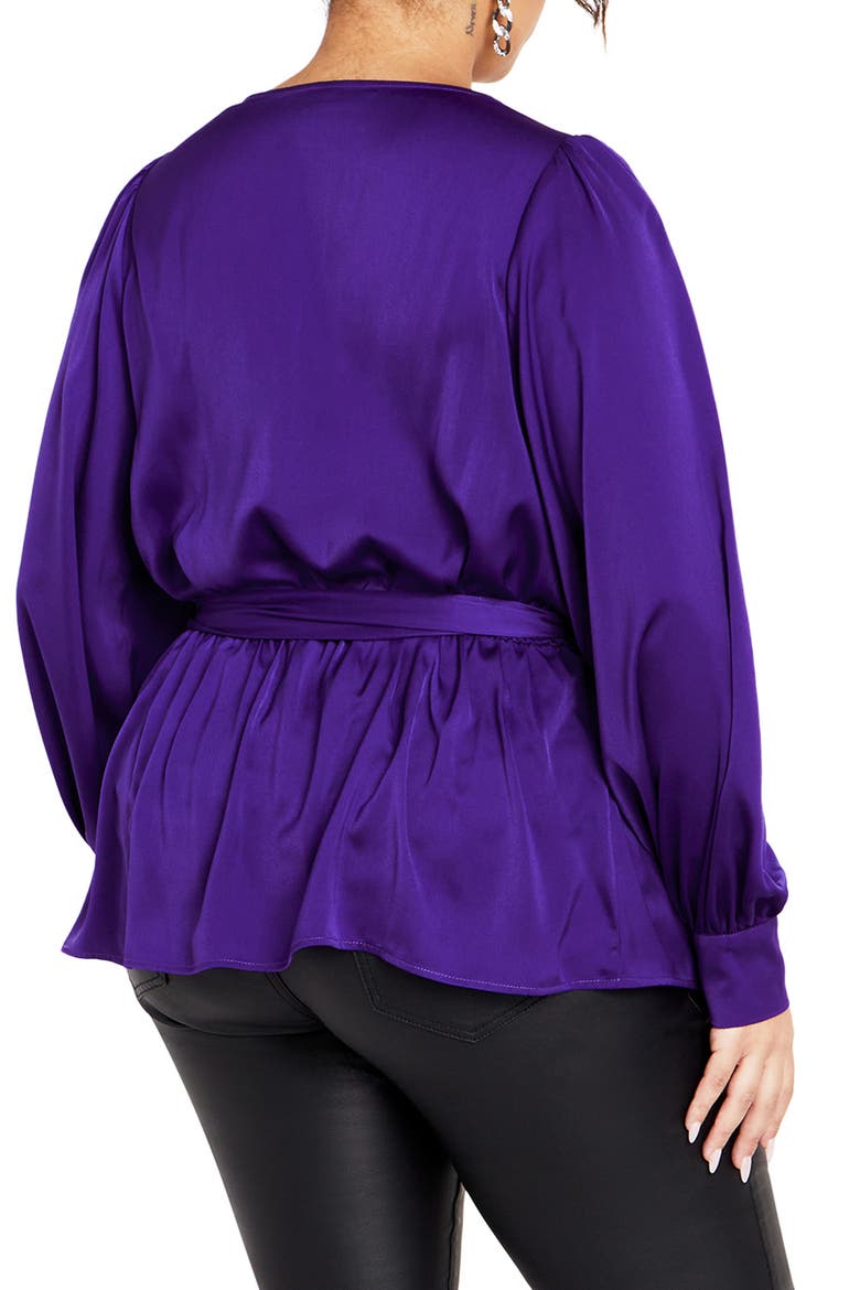 Opulent Faux Wrap Top, Alternate, color, ROYAL PURPLE