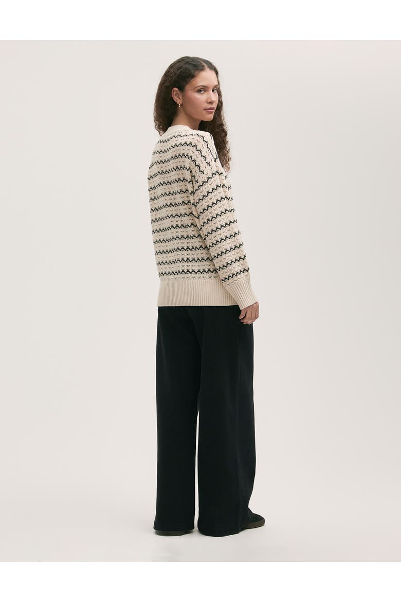 Sansa Long Sleeve Crochet Sweater, Alternate, color, Ivory