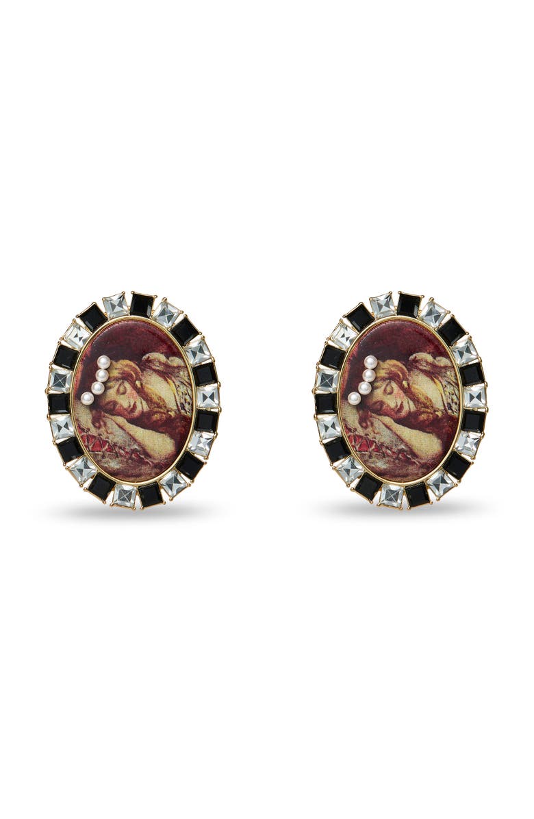 Lele Sadoughi Sleeping Beauty Cameo Earrings, Main, color, Sleeping Beauty