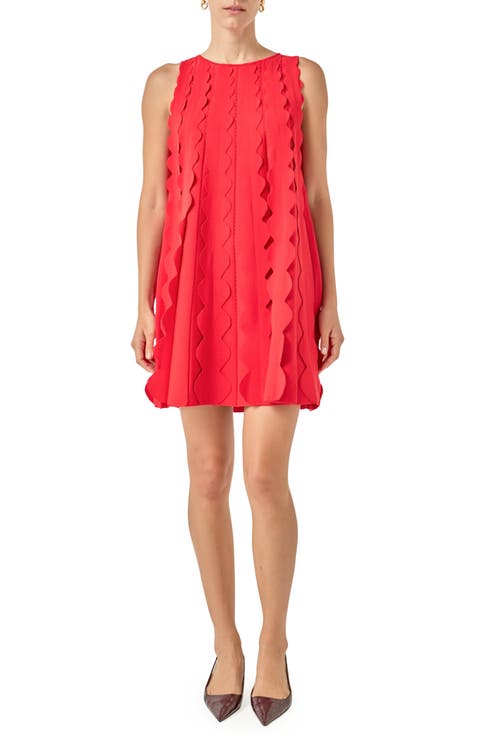 Scalloped Sleeveless Shift Dress