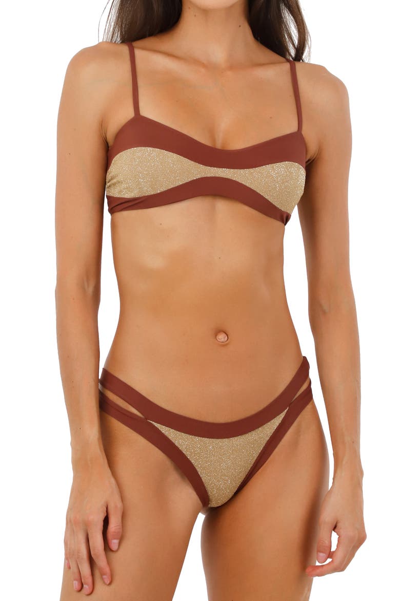 Halo Colorblock Bikini Top, Alternate, color, GOLD RED