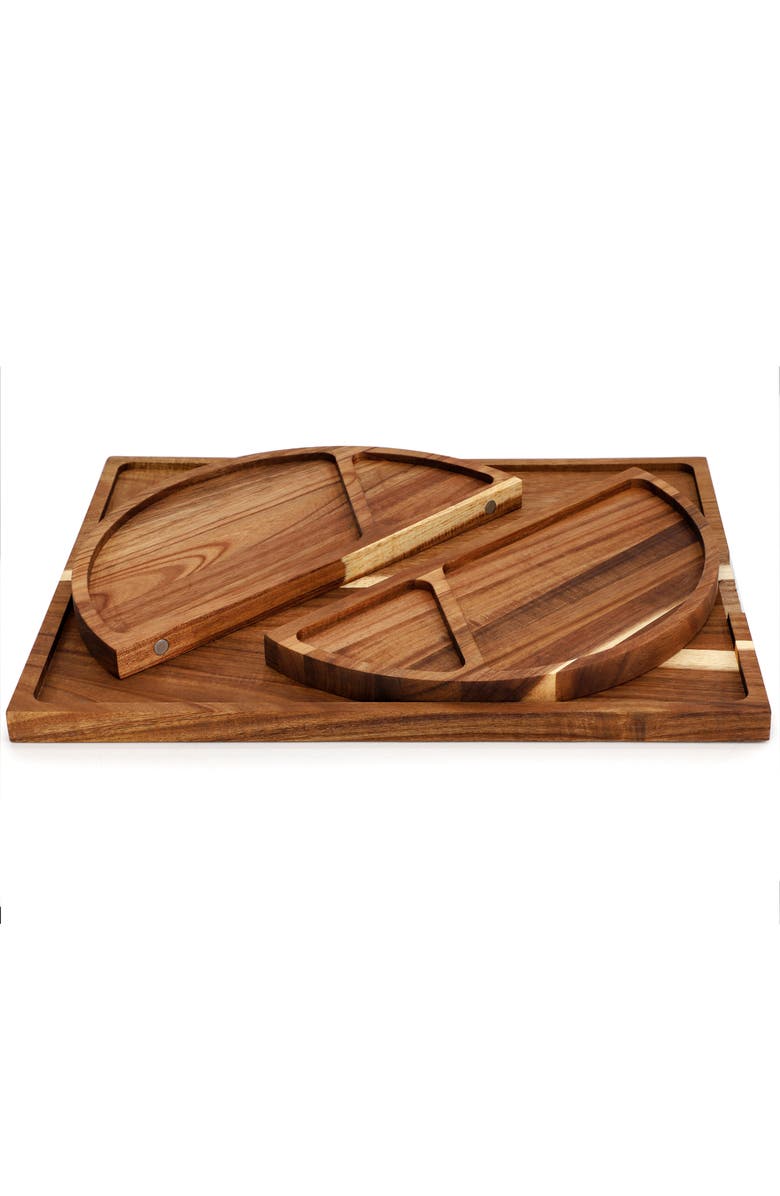 Megachef 3 Piece Acacia Wood Cutting Board with Maganitized Serving Board Platter, Alternate, color, Acacia