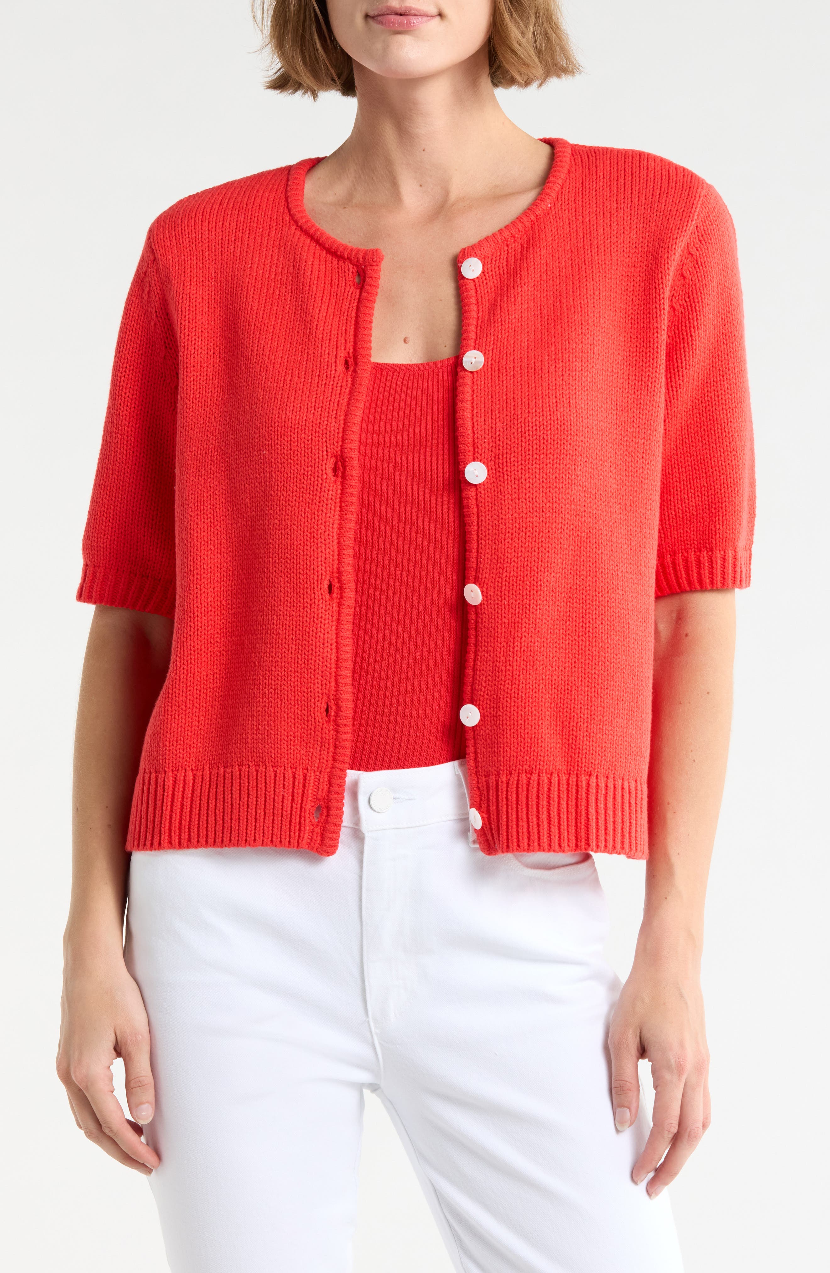 Splendid Fisher Short Sleeve Cotton Blend Cardigan