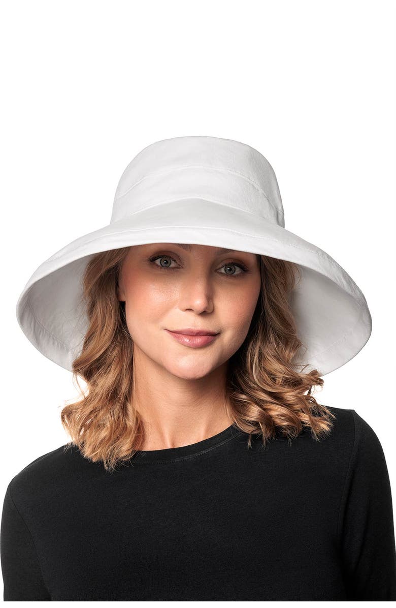 Coolibar Women's Kettle Brim Hat - UPF 50+ Sun Protection - Sydney, Main, color, White