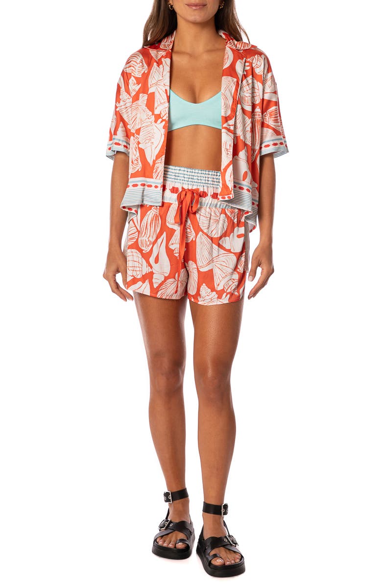 Maaji Australian Reef Octavia Cover-Up Shirt, Alternate, color, Bright Red