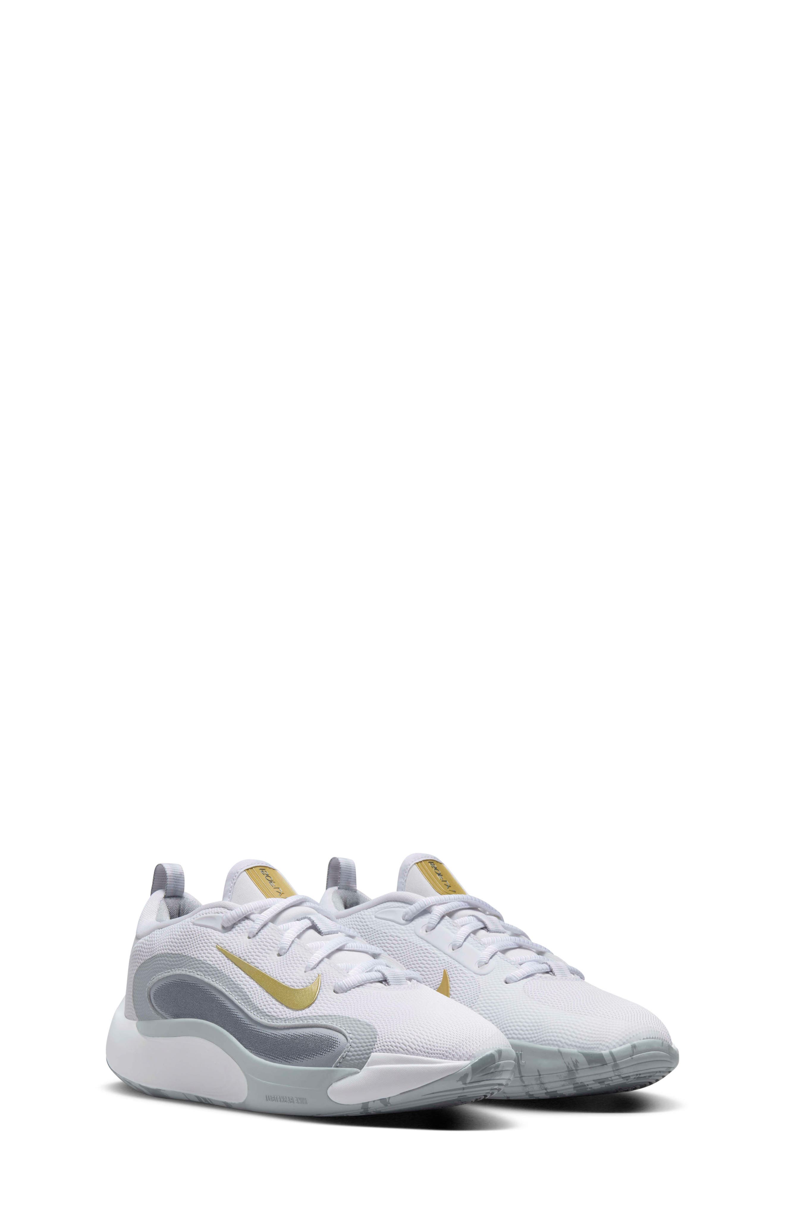 Nike IsoFly Basketball Shoe, Main, color, White/ Cool Grey/ Grey/ Gold