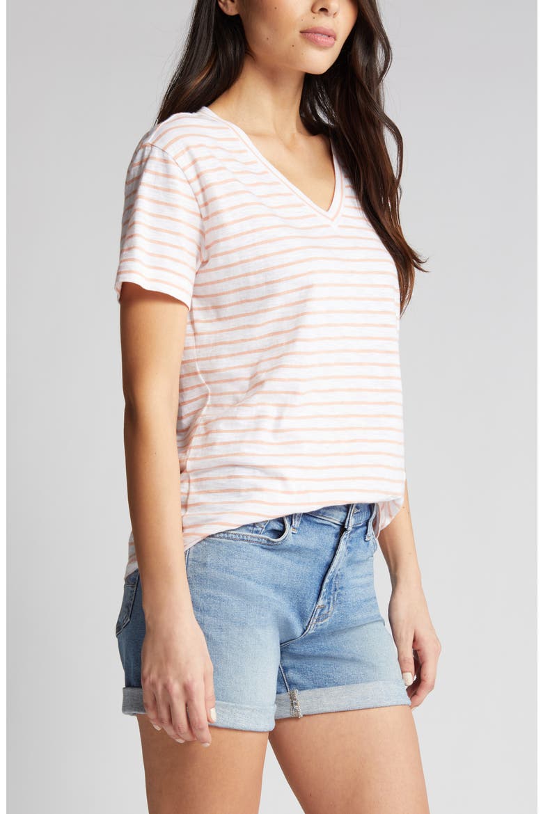 Easy Short Sleeve T-Shirt, Alternate, color, WHITE- CORAL NORTHSHORE STRIPE