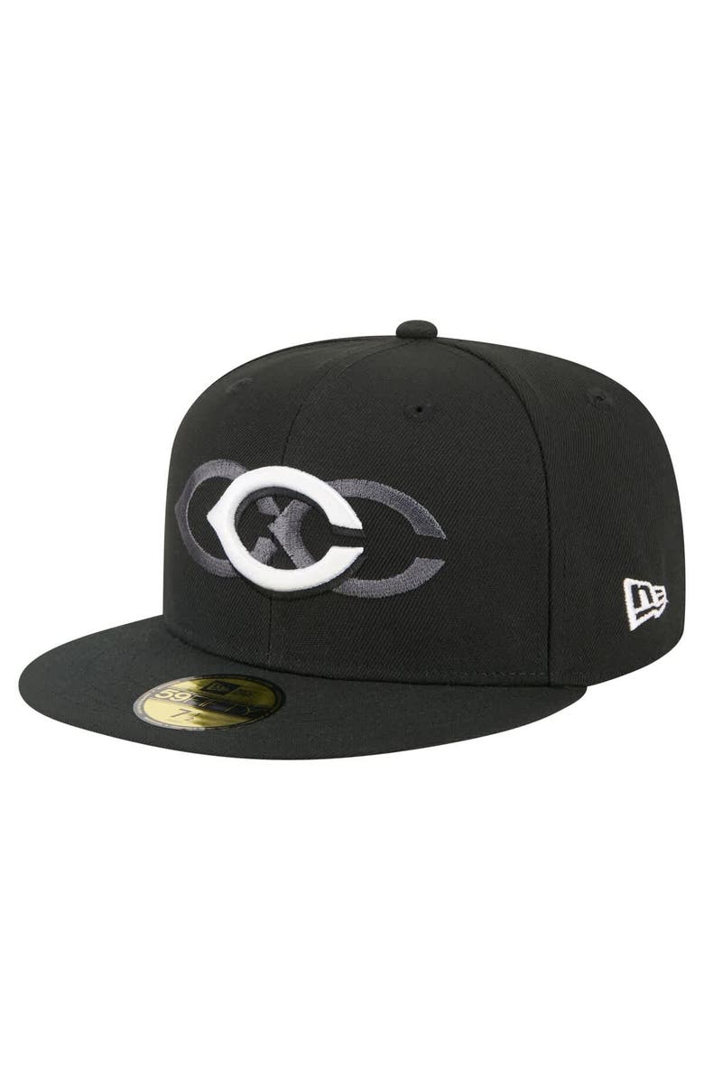 New Era Men's New Era Black Cincinnati Reds Tri-Hit 59FIFTY Fitted Hat, Main, color, 