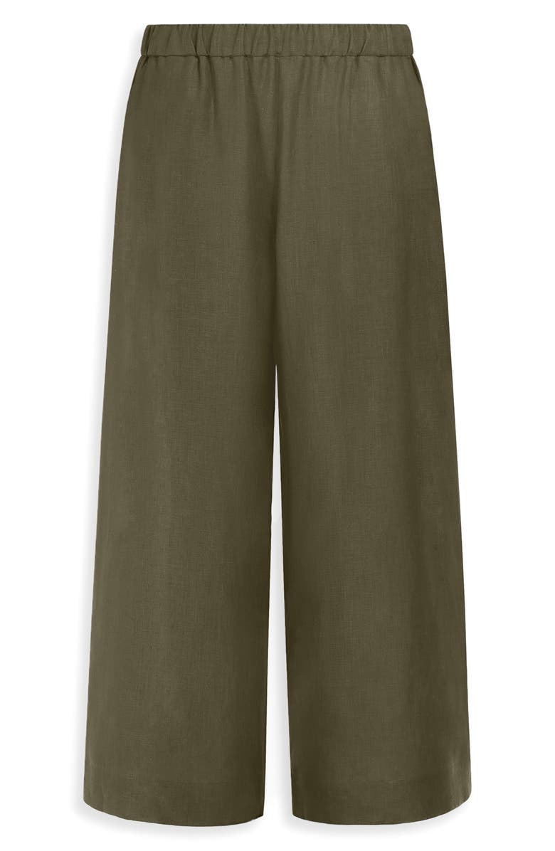 MM by Max Mara Minnie Linen Wide Leg Crop Pants, Alternate, color, Dark Green