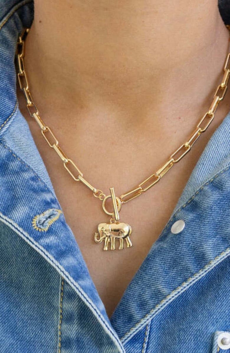 Erin McDermott Jewelry Lucky Elephant Toggle Necklace, Alternate, color, 