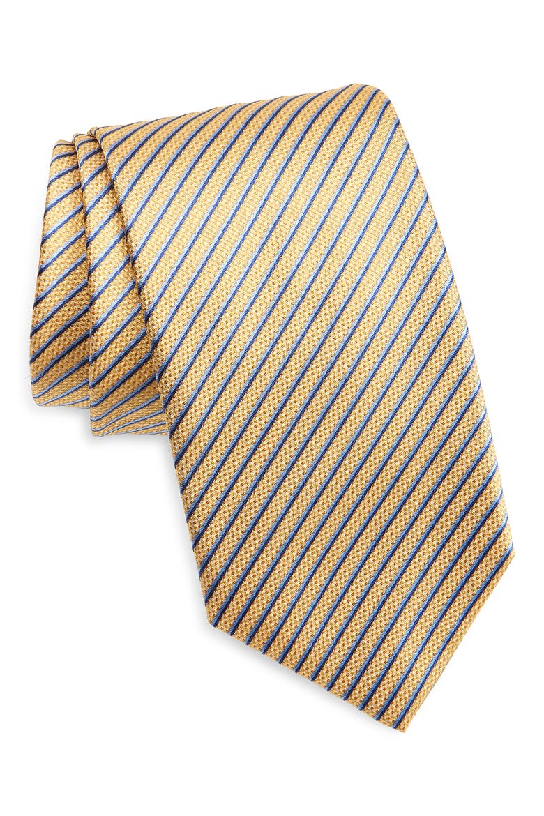 Stripe Silk Tie, Main, color, GOLD