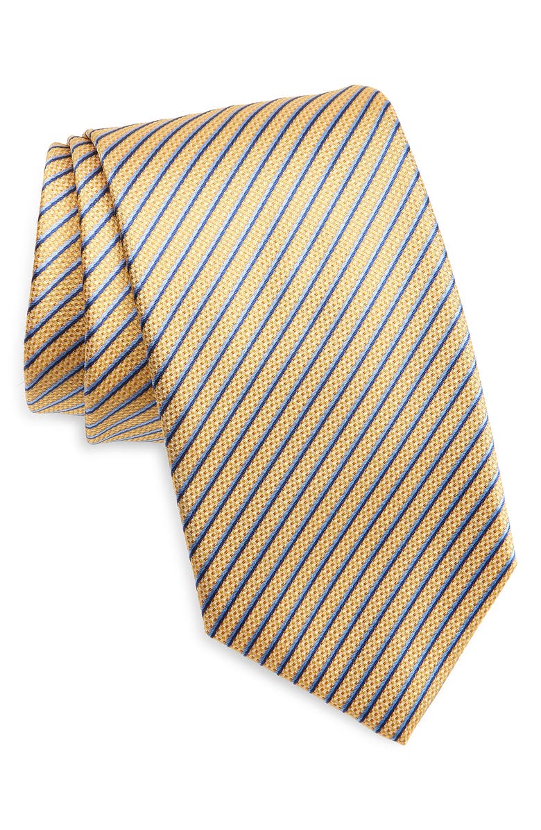 David Donahue Stripe Silk Tie, Main, color, Gold
