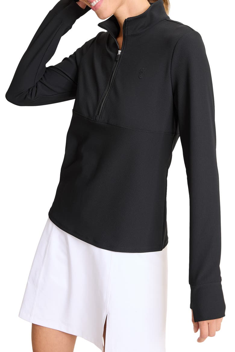 Abby Rib Half Zip Top, Alternate, color, BLACK