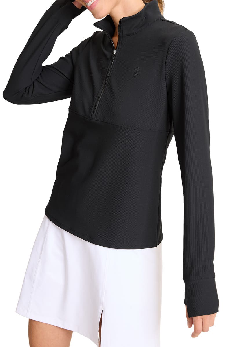 Tommy Bahama Abby Rib Half Zip Top, Alternate, color, Black