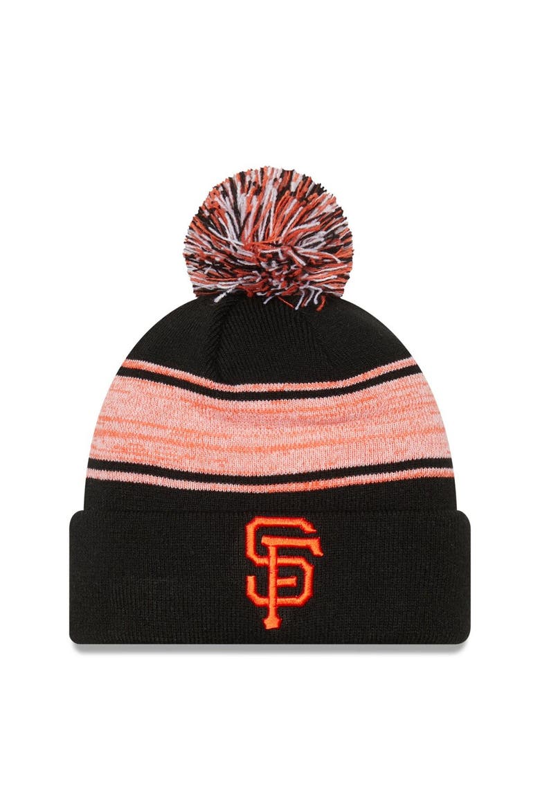 Men's New Era Black San Francisco Giants Chilled Cuffed Knit Hat with Pom, Main, color, Black