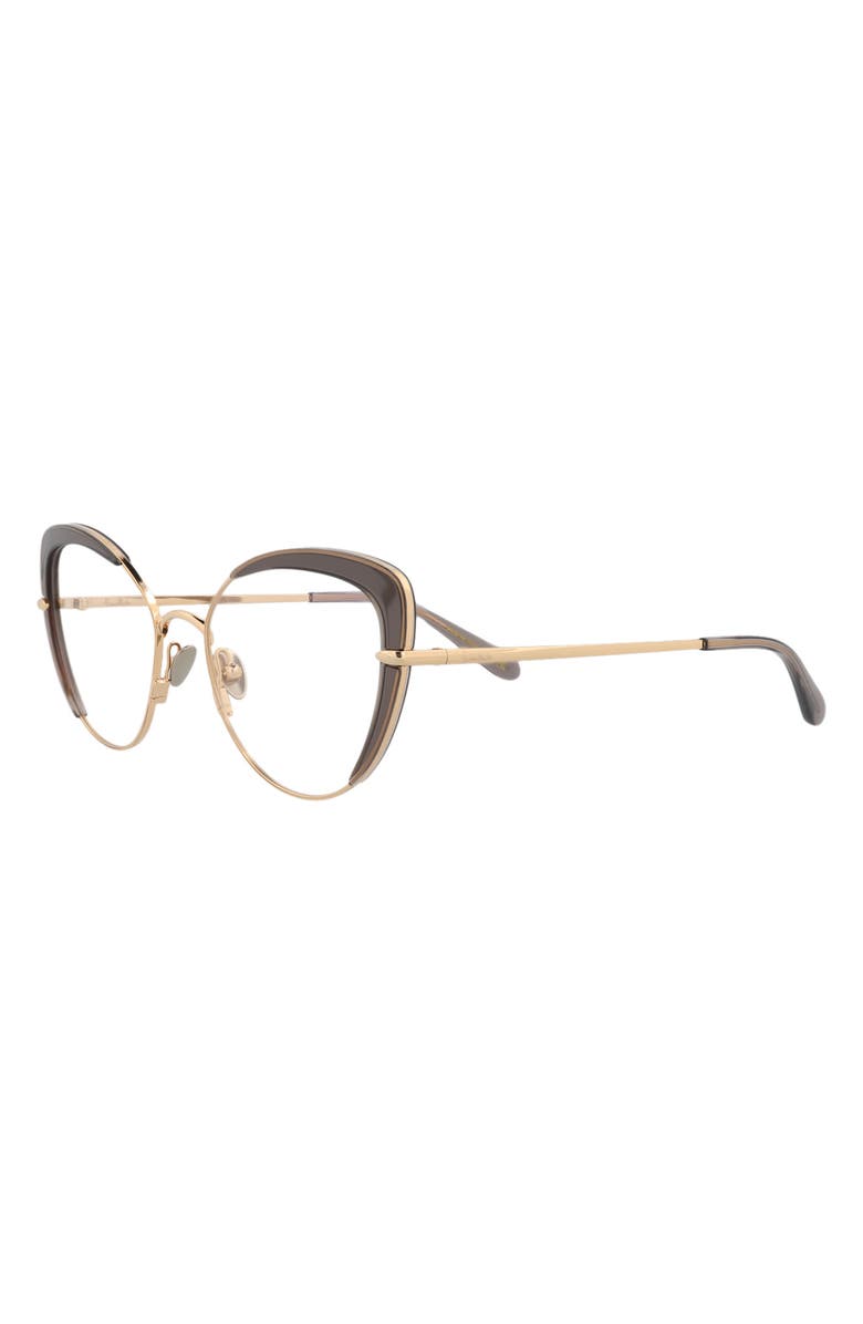 Pomellato 54mm Cat Eye Optical Glasses, Alternate, color, Gray Gold Gold Transparent