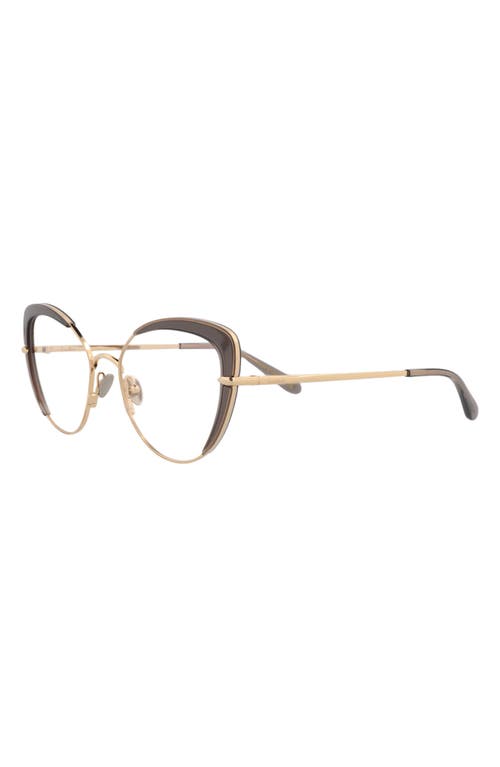 Pomellato 54mm Cat Eye Optical Glasses In Gray Gold Gold Transparent