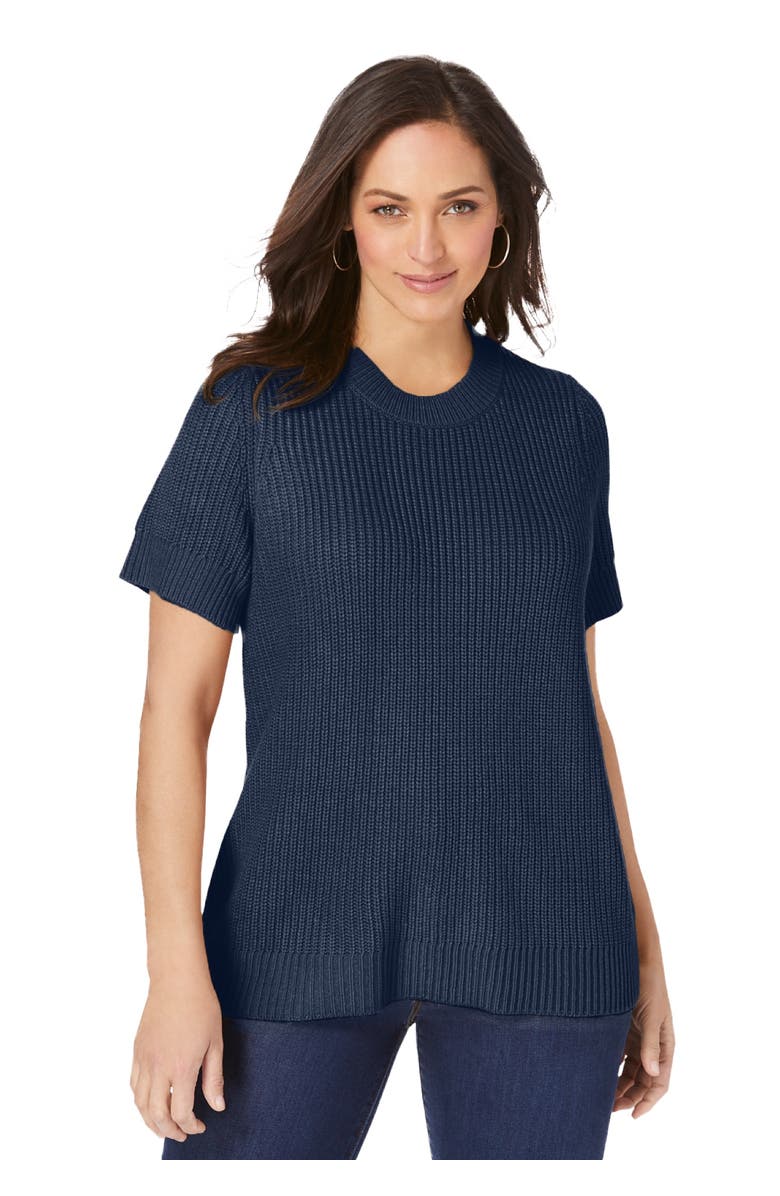 Jessica London Shaker Tee, Main, color, Navy