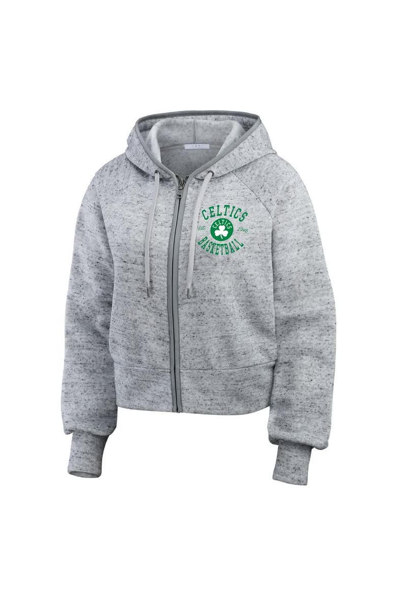 Women's WEAR by Erin Andrews Heather Gray Boston Celtics Speckled Radiator Full-Zip Hoodie, Alternate, color, Heather Gray