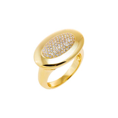 Fancy CZ Pave Oval Statement Ring