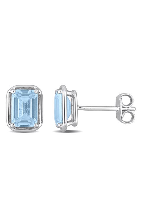 Sterling Silver Blue Topaz Stud Earrings