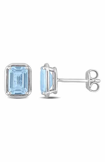 DELMAR Sterling Silver Blue Topaz Stud Earrings