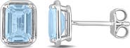 DELMAR Sterling Silver Blue Topaz Stud Earrings