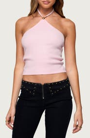 EDIKTED Hollis Crop Cotton Blend Halter Top