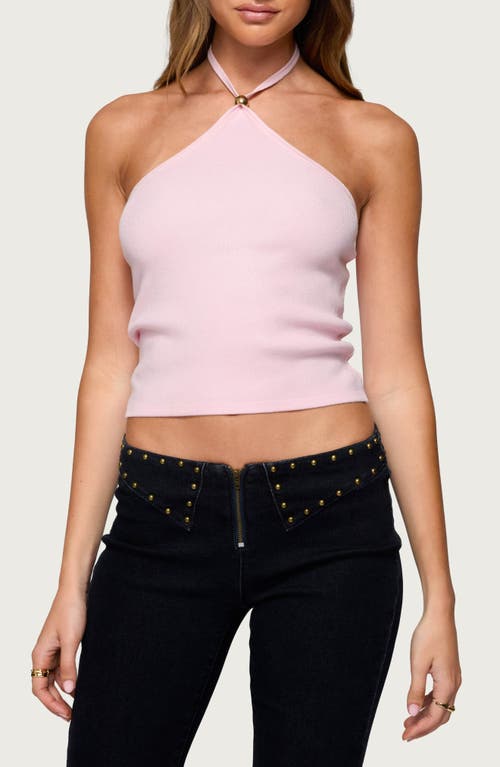 Edikted Hollis Crop Cotton Blend Halter Top In Pink