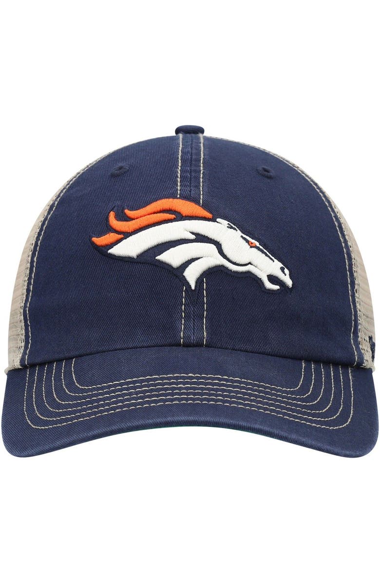 '47 Men's '47 Navy/Natural Denver Broncos Trawler Trucker Clean Up Snapback Hat, Alternate, color, 
