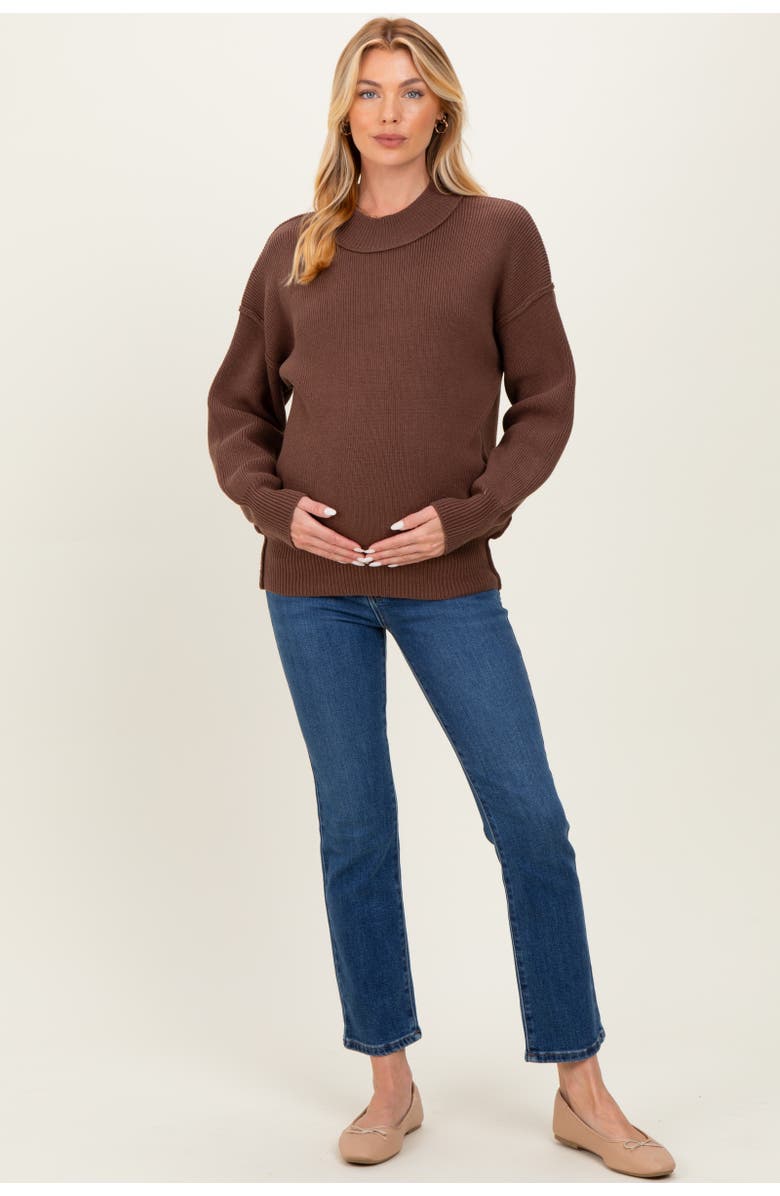PinkBlush Wide Neck Drop Shoulder Sweater, Alternate, color, Brown
