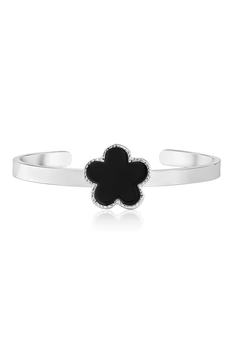 Enamel Clover Cuff Bracelet (Nordstrom Exclusive), Main, color, BLACK/ SILVER
