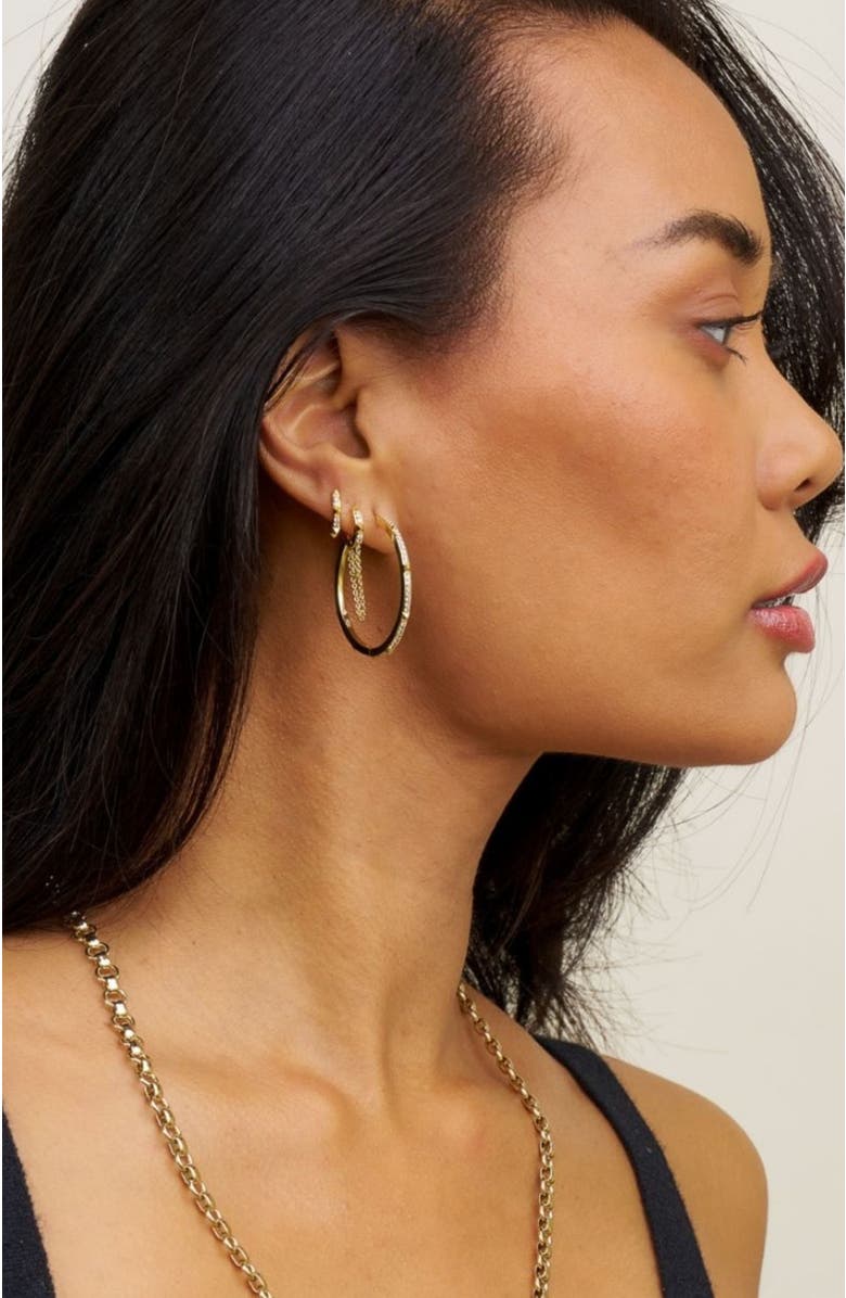 Stella & Dot Charlotte 1/2" Renegade Chain Hoop Earrings, Alternate, color, Gold