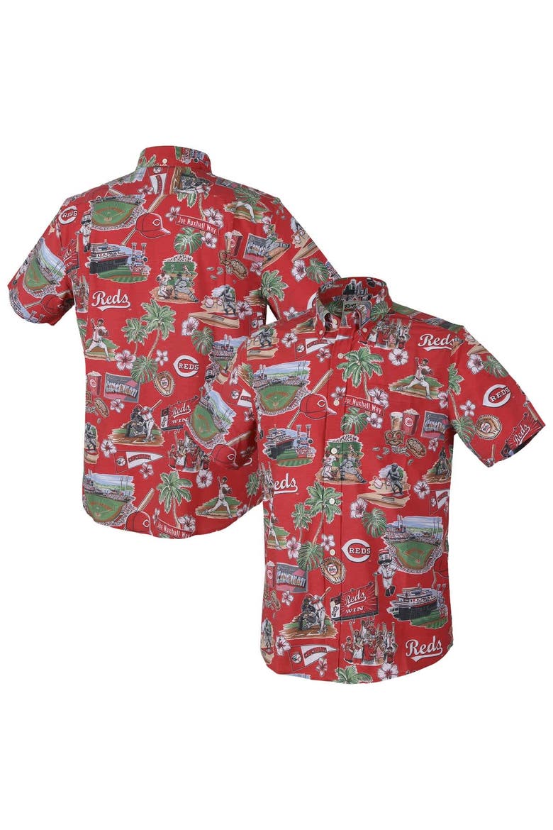 Men's Reyn Spooner  Red Cincinnati Reds Scenic Tri-Blend Button-Down Shirt, Main, color, Red